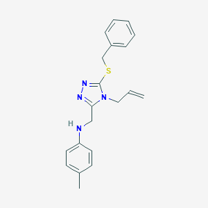 molecular formula C20H22N4S B443373 N-{[4-allyl-5-(benzylsulfanyl)-4H-1,2,4-triazol-3-yl]methyl}-N-(4-methylphenyl)amine 