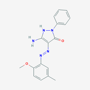 (4E)-5-amino-4-[2-(2-methoxy-5-methylphenyl)hydrazinylidene]-2-phenyl-2,4-dihydro-3H-pyrazol-3-one