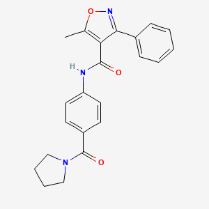 molecular formula C22H21N3O3 B4433775 5-methyl-3-phenyl-N-[4-(1-pyrrolidinylcarbonyl)phenyl]-4-isoxazolecarboxamide 