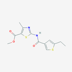 molecular formula C13H14N2O3S2 B4433792 methyl 2-{[(5-ethyl-3-thienyl)carbonyl]amino}-4-methyl-1,3-thiazole-5-carboxylate 