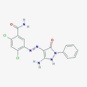 molecular formula C16H12Cl2N6O2 B443380 5-[2-(3-amino-5-oxo-1-phenyl-1,5-dihydro-4H-pyrazol-4-ylidene)hydrazino]-2,4-dichlorobenzamide 