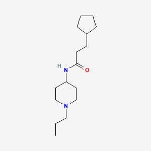 molecular formula C16H30N2O B4433807 3-cyclopentyl-N-(1-propyl-4-piperidinyl)propanamide 