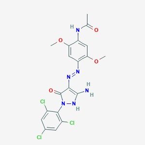 molecular formula C19H17Cl3N6O4 B443387 N-(4-{2-[3-amino-5-oxo-1-(2,4,6-trichlorophenyl)-1,5-dihydro-4H-pyrazol-4-ylidene]hydrazino}-2,5-dimethoxyphenyl)acetamide 