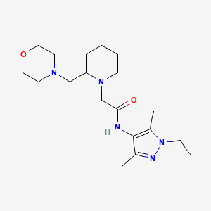molecular formula C19H33N5O2 B4433897 N-(1-ethyl-3,5-dimethyl-1H-pyrazol-4-yl)-2-[2-(morpholin-4-ylmethyl)piperidin-1-yl]acetamide 