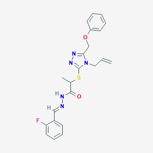 molecular formula C22H22FN5O2S B443394 2-{[4-allyl-5-(phenoxymethyl)-4H-1,2,4-triazol-3-yl]sulfanyl}-N'-(2-fluorobenzylidene)propanohydrazide 