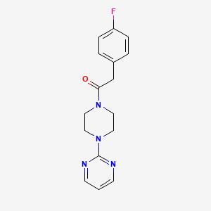 molecular formula C16H17FN4O B4433976 2-{4-[(4-fluorophenyl)acetyl]-1-piperazinyl}pyrimidine 