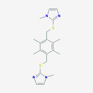 molecular formula C20H26N4S2 B443400 1-methyl-2-[(2,3,5,6-tetramethyl-4-{[(1-methyl-1H-imidazol-2-yl)sulfanyl]methyl}benzyl)sulfanyl]-1H-imidazole 