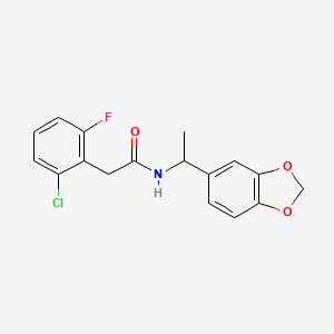 molecular formula C17H15ClFNO3 B4434004 N-[1-(1,3-benzodioxol-5-yl)ethyl]-2-(2-chloro-6-fluorophenyl)acetamide 