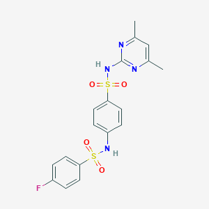 molecular formula C18H17FN4O4S2 B443401 N-{4-[(4,6-dimethylpyrimidin-2-yl)sulfamoyl]phenyl}-4-fluorobenzenesulfonamide 