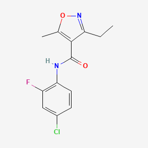 molecular formula C13H12ClFN2O2 B4434045 N-(4-chloro-2-fluorophenyl)-3-ethyl-5-methyl-4-isoxazolecarboxamide 