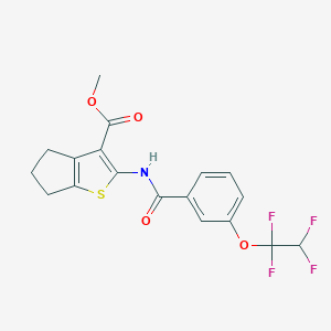 molecular formula C18H15F4NO4S B443406 methyl 2-({[3-(1,1,2,2-tetrafluoroethoxy)phenyl]carbonyl}amino)-5,6-dihydro-4H-cyclopenta[b]thiophene-3-carboxylate 