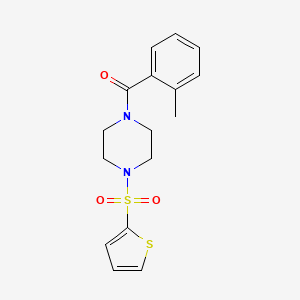 molecular formula C16H18N2O3S2 B4434082 1-(2-methylbenzoyl)-4-(2-thienylsulfonyl)piperazine 