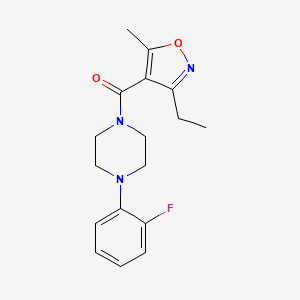 molecular formula C17H20FN3O2 B4434088 1-[(3-ethyl-5-methyl-4-isoxazolyl)carbonyl]-4-(2-fluorophenyl)piperazine 