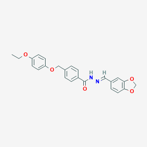 molecular formula C24H22N2O5 B443412 N'-(1,3-benzodioxol-5-ylmethylene)-4-[(4-ethoxyphenoxy)methyl]benzohydrazide 