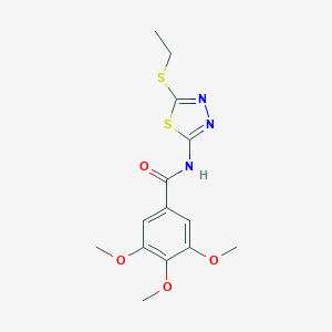 molecular formula C14H17N3O4S2 B443414 N-[5-(ethylsulfanyl)-1,3,4-thiadiazol-2-yl]-3,4,5-trimethoxybenzamide CAS No. 392239-52-0