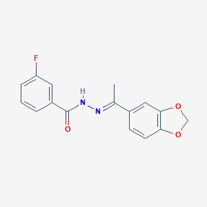 molecular formula C16H13FN2O3 B443418 N'-[1-(1,3-benzodioxol-5-yl)ethylidene]-3-fluorobenzohydrazide 