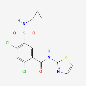 molecular formula C13H11Cl2N3O3S2 B4434187 2,4-dichloro-5-[(cyclopropylamino)sulfonyl]-N-1,3-thiazol-2-ylbenzamide 