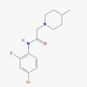 molecular formula C14H18BrFN2O B4434190 N-(4-bromo-2-fluorophenyl)-2-(4-methyl-1-piperidinyl)acetamide 