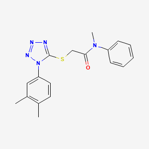 molecular formula C18H19N5OS B4434197 2-{[1-(3,4-dimethylphenyl)-1H-tetrazol-5-yl]thio}-N-methyl-N-phenylacetamide 