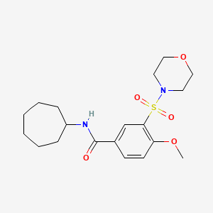 molecular formula C19H28N2O5S B4434200 N-cycloheptyl-4-methoxy-3-(4-morpholinylsulfonyl)benzamide 