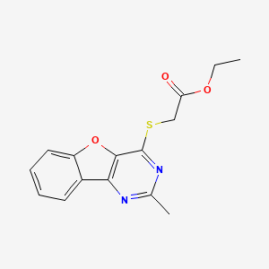 molecular formula C15H14N2O3S B4434212 ethyl [(2-methyl[1]benzofuro[3,2-d]pyrimidin-4-yl)thio]acetate 
