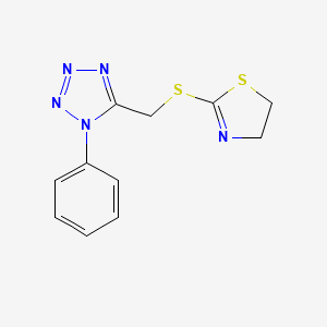 molecular formula C11H11N5S2 B4434221 5-[(4,5-dihydro-1,3-thiazol-2-ylthio)methyl]-1-phenyl-1H-tetrazole 