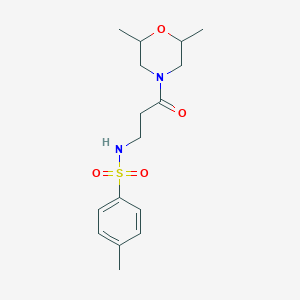 molecular formula C16H24N2O4S B4434240 N-[3-(2,6-dimethyl-4-morpholinyl)-3-oxopropyl]-4-methylbenzenesulfonamide 
