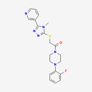 molecular formula C20H21FN6OS B4434262 1-(2-fluorophenyl)-4-({[4-methyl-5-(3-pyridinyl)-4H-1,2,4-triazol-3-yl]thio}acetyl)piperazine 