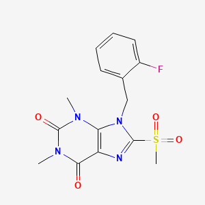 molecular formula C15H15FN4O4S B4434304 9-(2-fluorobenzyl)-1,3-dimethyl-8-(methylsulfonyl)-3,9-dihydro-1H-purine-2,6-dione 