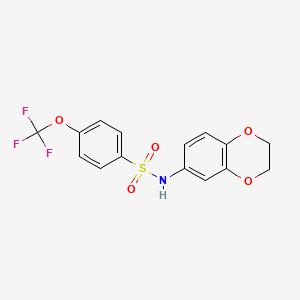 molecular formula C15H12F3NO5S B4434329 N-(2,3-dihydro-1,4-benzodioxin-6-yl)-4-(trifluoromethoxy)benzenesulfonamide 