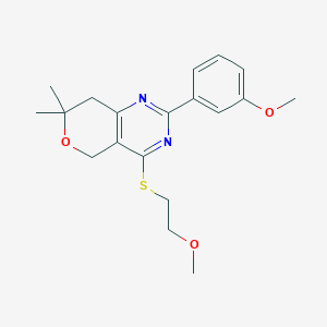 4-[(2-methoxyethyl)thio]-2-(3-methoxyphenyl)-7,7-dimethyl-7,8-dihydro-5H-pyrano[4,3-d]pyrimidine