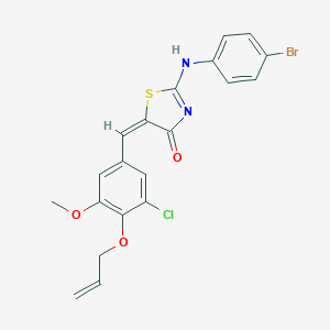 (5E)-2-(4-bromoanilino)-5-[(3-chloro-5-methoxy-4-prop-2-enoxyphenyl)methylidene]-1,3-thiazol-4-one