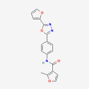 molecular formula C18H13N3O4 B4434364 N-{4-[5-(2-furyl)-1,3,4-oxadiazol-2-yl]phenyl}-2-methyl-3-furamide 