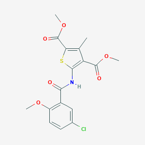 molecular formula C17H16ClNO6S B443439 Dimethyl 5-[(5-chloro-2-methoxybenzoyl)amino]-3-methyl-2,4-thiophenedicarboxylate 