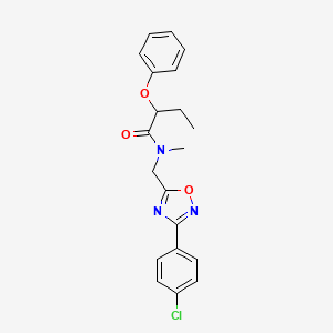 molecular formula C20H20ClN3O3 B4434453 N-{[3-(4-chlorophenyl)-1,2,4-oxadiazol-5-yl]methyl}-N-methyl-2-phenoxybutanamide 