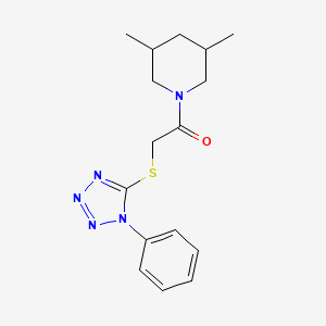 molecular formula C16H21N5OS B4434507 3,5-dimethyl-1-{[(1-phenyl-1H-tetrazol-5-yl)thio]acetyl}piperidine 