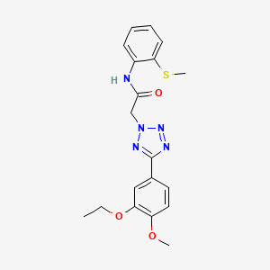 molecular formula C19H21N5O3S B4434516 2-[5-(3-ethoxy-4-methoxyphenyl)-2H-tetrazol-2-yl]-N-[2-(methylthio)phenyl]acetamide 