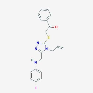 molecular formula C20H19IN4OS B443455 2-({4-allyl-5-[(4-iodoanilino)methyl]-4H-1,2,4-triazol-3-yl}sulfanyl)-1-phenylethanone 