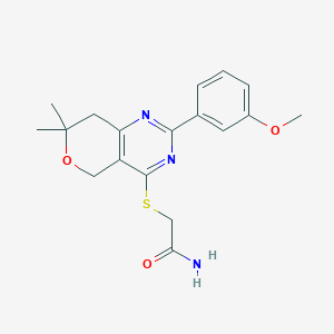 molecular formula C18H21N3O3S B4434575 2-{[2-(3-methoxyphenyl)-7,7-dimethyl-7,8-dihydro-5H-pyrano[4,3-d]pyrimidin-4-yl]thio}acetamide 