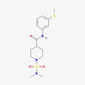 molecular formula C15H23N3O3S2 B4434578 1-[(dimethylamino)sulfonyl]-N-[3-(methylthio)phenyl]-4-piperidinecarboxamide 