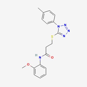 molecular formula C18H19N5O2S B4434583 N-(2-methoxyphenyl)-3-{[1-(4-methylphenyl)-1H-tetrazol-5-yl]thio}propanamide 