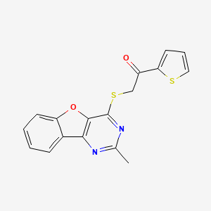 molecular formula C17H12N2O2S2 B4434609 2-[(2-methyl[1]benzofuro[3,2-d]pyrimidin-4-yl)thio]-1-(2-thienyl)ethanone 