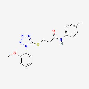 molecular formula C18H19N5O2S B4434610 3-{[1-(2-methoxyphenyl)-1H-tetrazol-5-yl]thio}-N-(4-methylphenyl)propanamide 