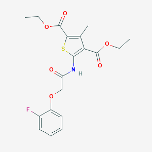 molecular formula C19H20FNO6S B443463 Diethyl 5-{[(2-fluorophenoxy)acetyl]amino}-3-methyl-2,4-thiophenedicarboxylate 