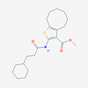 molecular formula C21H31NO3S B443465 Methyl 2-[(3-cyclohexylpropanoyl)amino]-4,5,6,7,8,9-hexahydrocycloocta[b]thiophene-3-carboxylate 