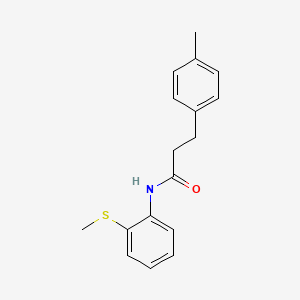 molecular formula C17H19NOS B4434687 3-(4-methylphenyl)-N-[2-(methylthio)phenyl]propanamide 