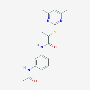 molecular formula C17H20N4O2S B4434688 N-[3-(acetylamino)phenyl]-2-[(4,6-dimethyl-2-pyrimidinyl)thio]propanamide 