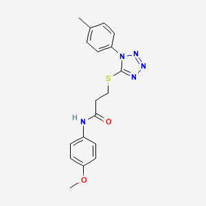 molecular formula C18H19N5O2S B4434725 N-(4-methoxyphenyl)-3-{[1-(4-methylphenyl)-1H-tetrazol-5-yl]thio}propanamide 