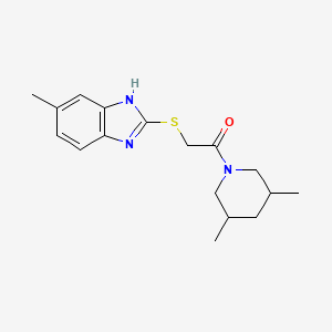 molecular formula C17H23N3OS B4434808 2-{[2-(3,5-dimethyl-1-piperidinyl)-2-oxoethyl]thio}-6-methyl-1H-benzimidazole 