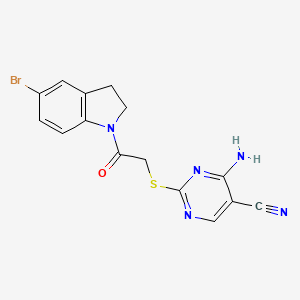 4-amino-2-{[2-(5-bromo-2,3-dihydro-1H-indol-1-yl)-2-oxoethyl]thio}-5-pyrimidinecarbonitrile